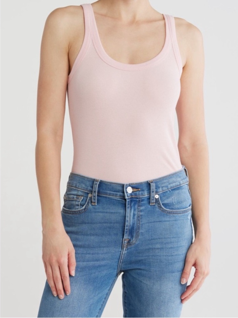 Melrose and Market Soft Pink Ribbed Scoop Tank